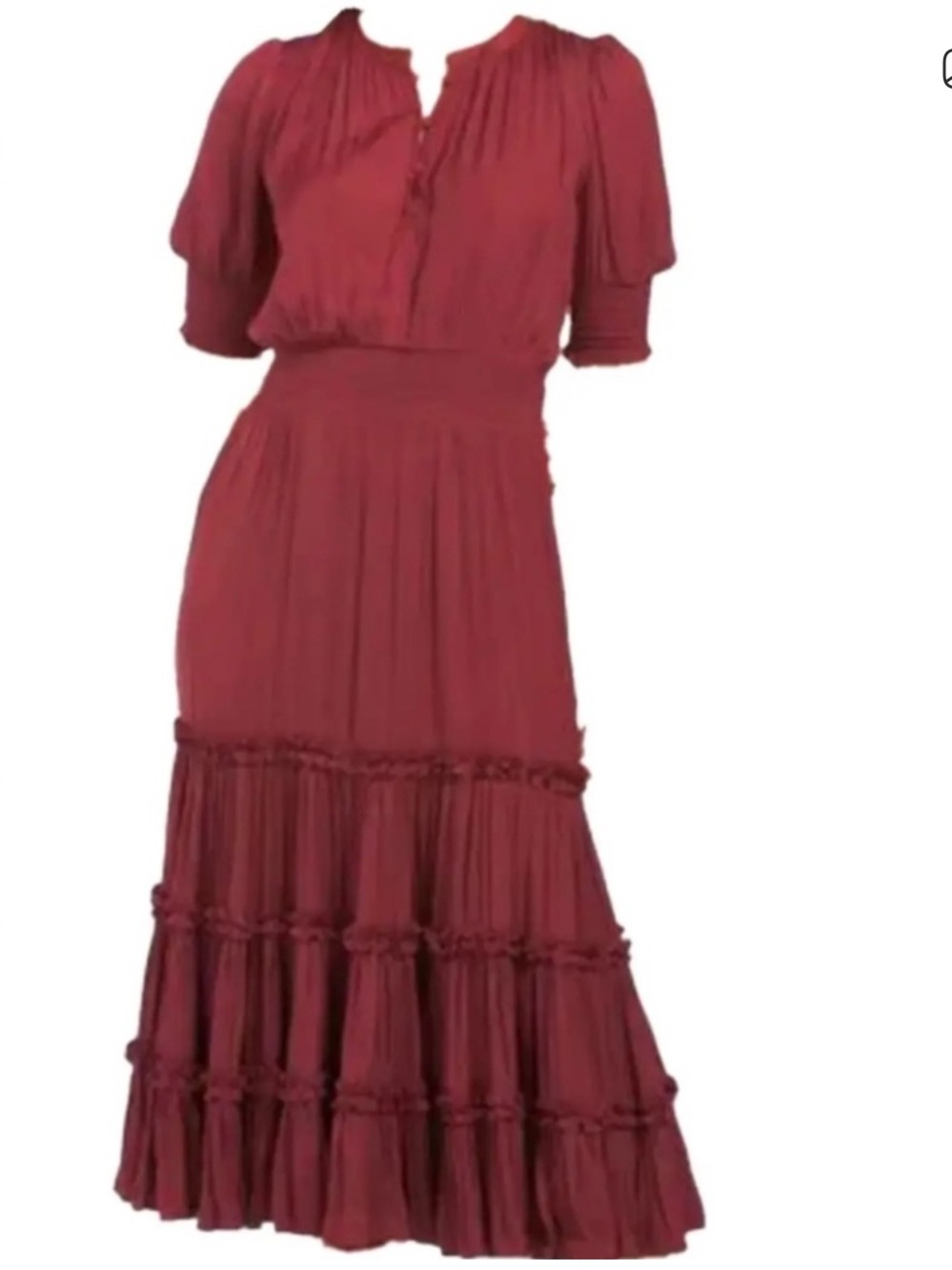 Elie Tahari Burgundy Tiered Maxi Dress